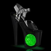 ENCHANT-708LT-CIRCLE Pleaser High Heels Plateausandaletten LED schwarz silber Glitter
