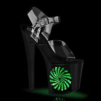 ENCHANT-708LT-PINWHEEL Pleaser Plateausandaletten LED schwarz silber Glitter klar