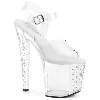 ENCHANT-708RS Pleaesr high heels platform ankle strap sandals clear rhinestones