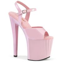 ENCHANT-709 Pleaser High Heels Plateausandaletten lineares Design babypink Lack