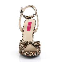 Sale EVE-01 Pleaser Pink Label High-Heels Sandaletten Fesselriemchen Leopard Satin 43