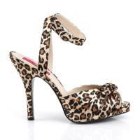 Sale EVE-01 Pleaser Pink Label High-Heels Sandaletten Fesselriemchen Leopard Satin 43