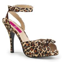 Sale EVE-01 Pleaser Pink Label High-Heels Sandaletten Fesselriemchen Leopard Satin 43