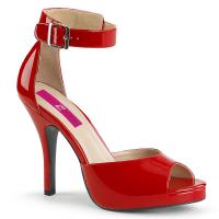 EVE-02 Pleaser Pink Label High-Heels Sandaletten geschlossene Ferse rot Lack