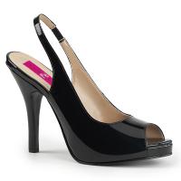 EVE-04 Pleaser Pink Label High-Heels Slingback Peep-Toe Sandaletten schwarz Lack