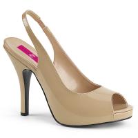 Sale EVE-04 Pleaser Pink Label High-Heels Slingback Peep-Toe Sandaletten creme Lack 43