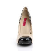 Sale EVE-07 Pleaser Pink Label High-Heels Cutout Pumps schwarz-creme Lack 42