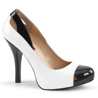EVE-07 Pleaser Pink Label High-Heels Cutout Plateaupumps weiß schwarz Lack