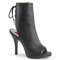 EVE-102 Pleaser Pink Label Peep-Toe High-Heels Stiefeletten schwarz matt