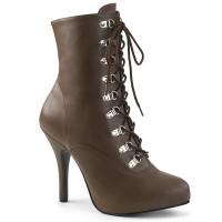 EVE-106 Pleaser Pink Label High-Heels Stiefeletten D-Ring Schnürung braun matt