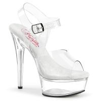 EXCITE-608 Pleaser vegan high heels comfort width ankle strap sandal clear