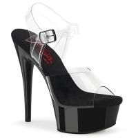 EXCITE-608 Pleaser vegan high heels comfort width ankle strap sandal clear black