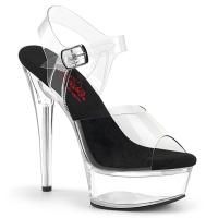 EXCITE-608 Pleaser vegan high heels comfort width ankle strap sandal clear black