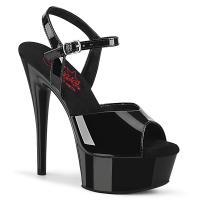 EXCITE-609 Pleaser komfortabel vegane Damen High Heels schwarz Lack Plateausandaletten