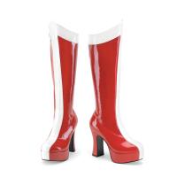 EXOTICA-305 Funtasma Superhelden High-Heels Plateaustiefel rot-weiß Stretchlack