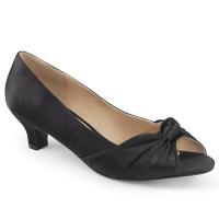 Sale FAB-422 Pleaser Pink Label Damen Peep-Toe Pumps schwarz Satin Übergrößen