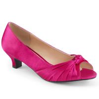 Sale FAB-422 Pleaser Pink Label Damen Peep-Toe Pumps hotpink Satin Übergrößen