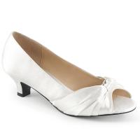 Sale FAB-422 Pleaser Pink Label Damen Peep-Toe Pumps elfenbein Satin Übergrößen