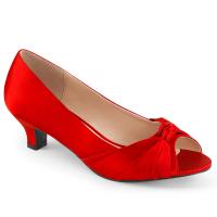 Sale FAB-422 Pleaser Pink Label peep toe pump red satin oversizes