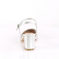 Sale FAYE-06 Fabulicious Damen Blockabsatz Knöchel Pumps silber schimmernder Stoff 40