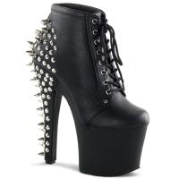 FEARLESS-700-28 Pleaser stiletto high heels platform ankle boot spikes stones black matte