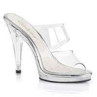 FLAIR-402 Fabulicious High-Heels Miniplateau Doppelriemchen Pantoletten transparent