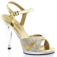 FLAIR-419(G) Fabulicious High-Heels Sandaletten gekreuzte Riemchen gold Glitter