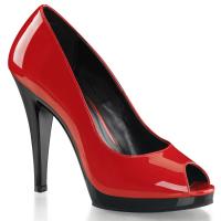FLAIR-474 elegante Fabulicious High-Heels Peep-Toe Plateaupumps rot schwarz Lack