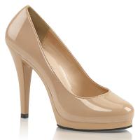 FLAIR-480 Pleaser Pink Label high heels platform pump nude patent