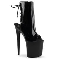 FLAMINGO-1018 Pleaser High Heels platform open toe ankle boot black patent