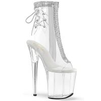 FLAMINGO-1018C-2RS Pleaser vegan peep toe platform ankle strap sandal rhinestones clear