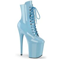 FLAMINGO-1020 Pleaser High Heels platform lace-up front ankle boot baby blue patent