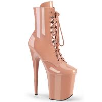 FLAMINGO-1020 Pleaser Damen High-Heels Schnür Plateaustiefeletten blush Lack