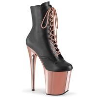 FLAMINGO-1020 Pleaser High Heels platform ankle boot black matte rose gold chrome