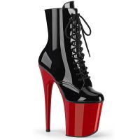 FLAMINGO-1020 Pleaser High Heels platform ankle boot black patent red