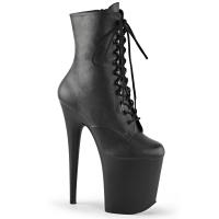 Sale FLAMINGO-1020 Pleaser High Heels platform ankle boot lace-up front black matte 39