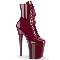 FLAMINGO-1020 Pleaser High Heels platform lace-up front ankle boot burgundy patent