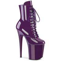 FLAMINGO-1020 Pleaser sexy Damen High-Heels Schnür Plateaustiefeletten lila Lack