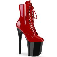 FLAMINGO-1020 Pleaser High Heels platform lace-up front ankle boot red patent black