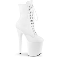 FLAMINGO-1020 Pleaser High Heels platform lace-up front ankle boot white matte