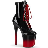 FLAMINGO-1020BR-H Pleaser vegan platform high heels ankle boot two tone black red
