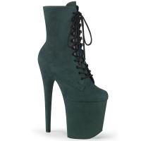 FLAMINGO-1020FS Pleaser High Heels platform ankle boot lace-up front emerald green suede