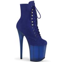 FLAMINGO-1020FST Pleaser vegane Damen Plateau Stiefeletten royalblau Velours gefrostet