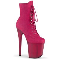 FLAMINGO-1020FST Pleaser vegane Damen Plateau Stiefeletten hotpink Velours gefrostet