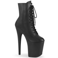 FLAMINGO-1020LWR Pleaser high heels platform ankle boot fully wrapped black leather