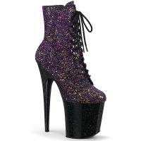 FLAMINGO-1020OMBG Pleaser Damen High-Heels Plateaustiefeletten lila schwarz Multiglitter