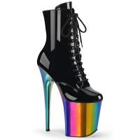 FLAMINGO-1020RC Pleaser High Heels Plateaustiefeletten schwarz regenbogen Chrom