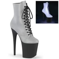 FLAMINGO-1020REFL Pleaser High Heels platform lace-up front ankle boot silver reflective
