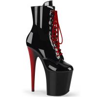 FLAMINGO-1020RH Pleaser vegane Damen High Heels Plateaustiefeletten schwarz rot Lack