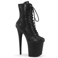 FLAMINGO-1020RS vegan Pleaser high heels ankle platform boot black rhinestones black matte